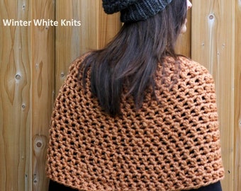 Soft Harvest knit capelet, Evening out wrap, shoulder sweater, wrap capelet shawl, cozy knit poncho capelet, chunky knit capelet sweater