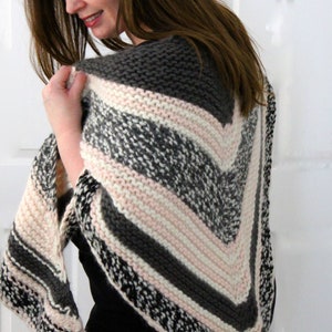 Knit Shawl Pattern,  Shawl wrap pattern, Triangle shawl knitting pattern, Winter White Knits, chunky knit shawl pattern, knitting pattern