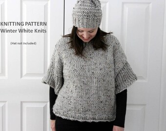 Beginner knit sweater pattern, Hand-knit sweater pattern, Boxy knit sweater, Chunky sweater pattern, EASY Knit Sweater, ENGLISH