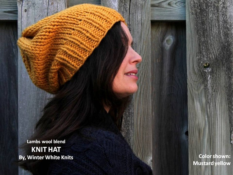 Knit hat, slouchy winter hat, hand-knit hat, unisex hat, lambs wool knitted hat, Knit Slouchy Hat, chunky knit hat, womens/mens hat image 4