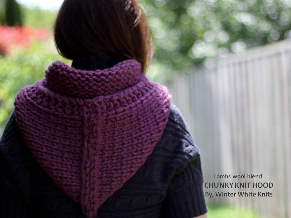 hood／chunky knit Chunky Knit Hood, Wool Knit Hood, Hand-knit Hood, Winter