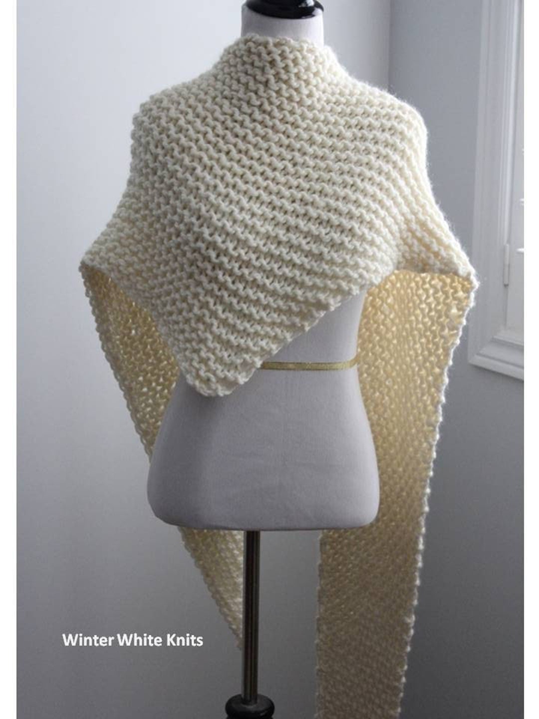 Beginner Knitting Pattern, Knit Triangle Shawl, Asymmetrical Shawl Pattern, PDF Instant Download