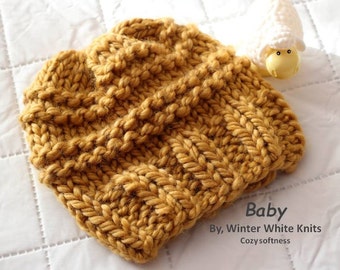 Knit baby hat, Infant winter hat, Toddler knit hat, Kids knit hat, Chunky Knit baby hat, Knit Baby Beanie, Many colors available, Hand-knit