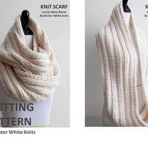 Beginner knitting Pattern, Hand-knit scarf pattern, knit scarf pattern, Scarf Knitting Pattern, Chunky knit infinity scarf, PDF Download image 5