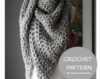 Patrón de chal triangular de crochet, patrón de bufanda de crochet, patrón de bufanda triangular para principiantes, IDIOMA INGLÉS