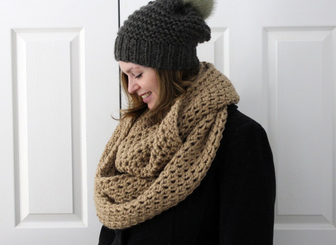 CAMEL SCARF, Chunky Knit Scarf, Chunky Infinity Scarf, Winter Scarf ...