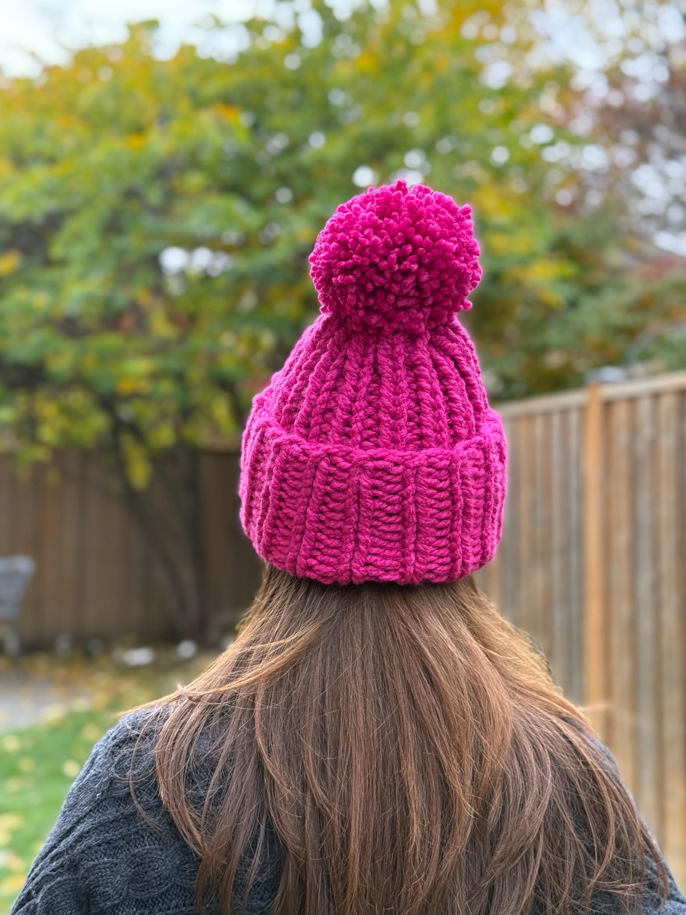 Folded Brim Hat, Soft Acrylic Knitted Hat, Chunky Knit Hat