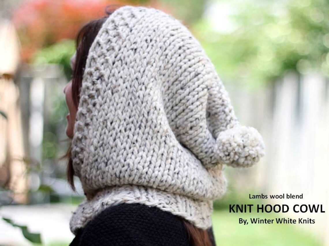 Handknit Hood Cowl With Winter Hood Wool Hood Wool Hood Etsy