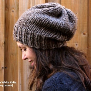 Knit hat, slouchy winter hat, charcoal grey hat, unisex hat, lambs wool knitted hat,  Knit Slouchy Hat, chunky knit hat, womens/mens hat