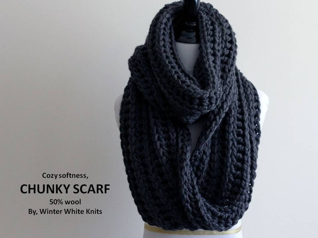 Chunky Knit Scarf, Infinity Scarf, Winter Scarf, Handmade Winter Scarf ...