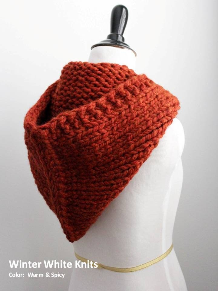 Chunky Knitted Hood, Knit Hood, Winter Hood, Knit Cowl Hood