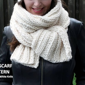 Cozy Ribbed Scarf, Beginner Easy Knitting pattern (PDF Download), Hand-knit Scarf Shawl, Chunky Knit Scarf Pattern, ENGLISH LANGUAGE