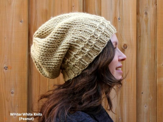 Hand-knit Chunky Slouchy Beanie: Lambswool Acrylic Blend, 26  display picture 1