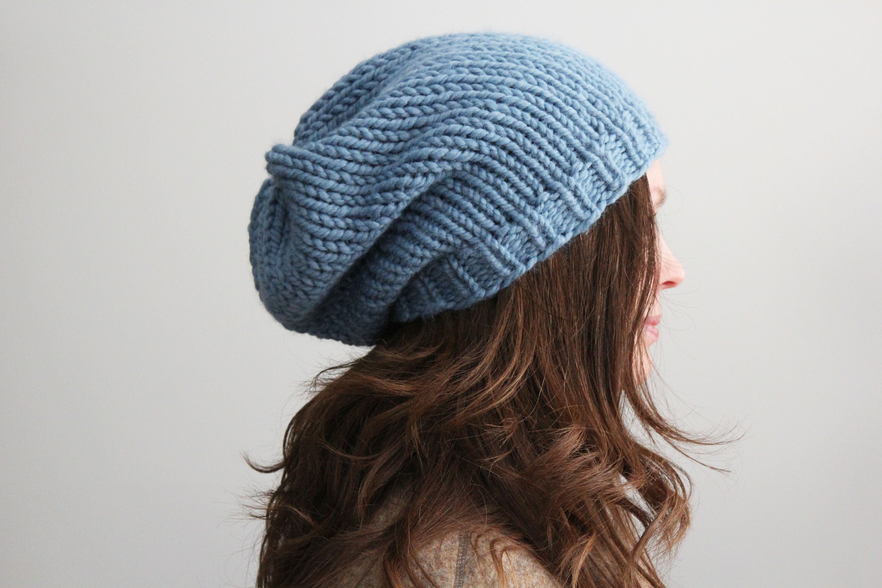 Mens Beanie Slouch Beanie Huge Beanie Hat Hand-knit Chunky Slouchy