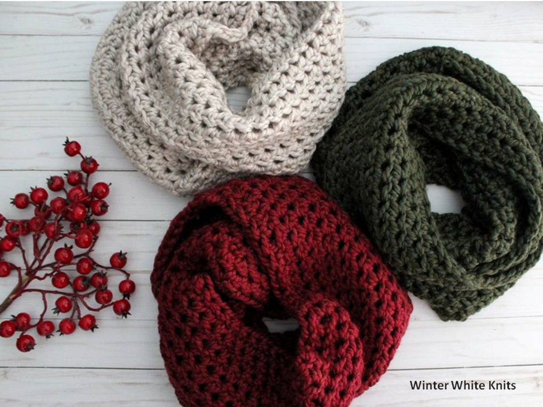 Chunky Infinity Scarf, Hand Knit Scarf, Handmade for You Scarf, Winter ...
