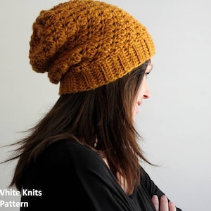 Crochet hat pattern, Slouchy crochet beanie pattern, Chunky crochet hat, Textured crochet hat, Baby and adult crochet hat, ENGLISH LANGUAGE