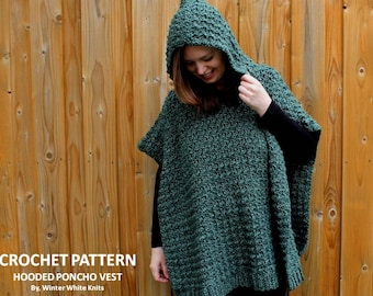 Crochet poncho pattern, Crochet poncho with hood, Crochet hooded poncho, Hoodie poncho, Crochet Hoodie Pullover, hooded poncho pattern, PDF