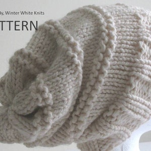 knit hat pattern, PDF Instant Download Knitting Pattern, slouchy hat pattern, knit in many colors, knitting pattern 0049, knitting tutorial