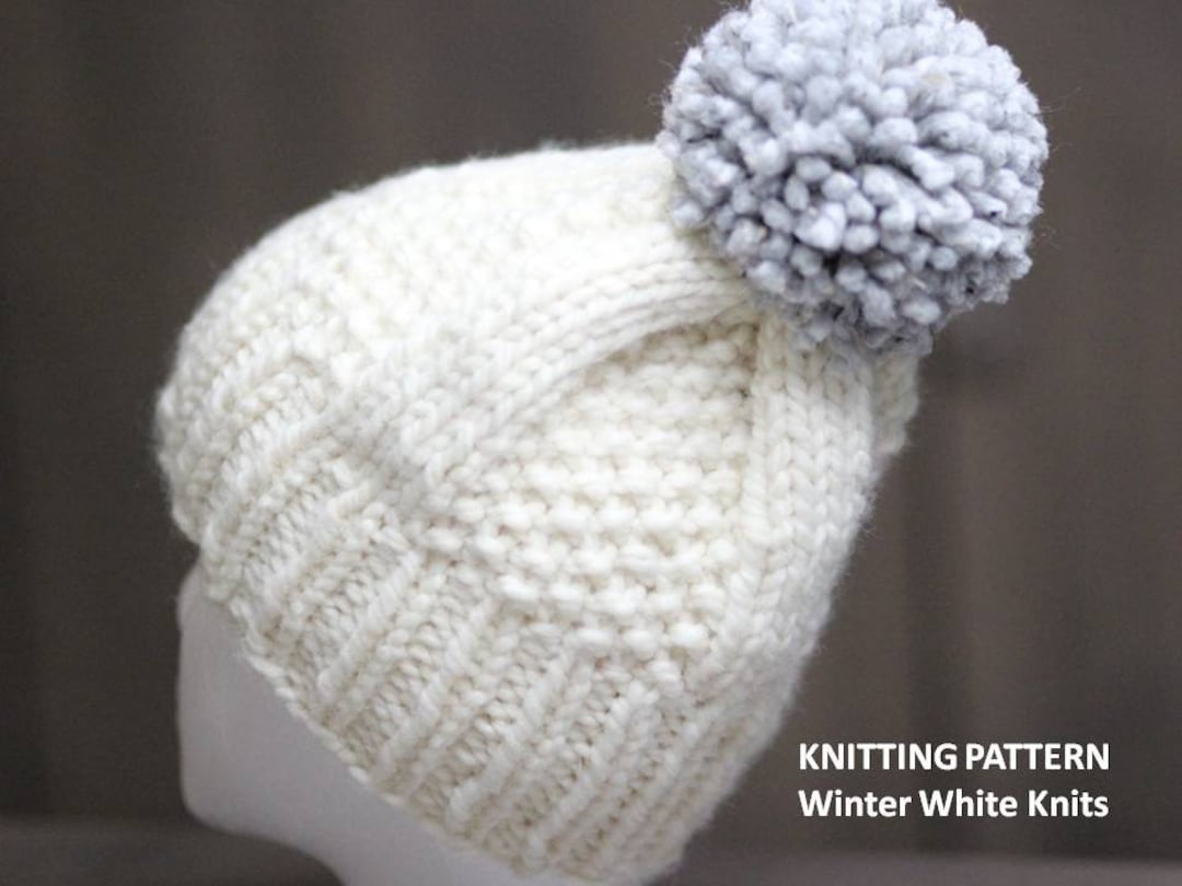 NKNIT  wave crochet KNIT cap ホワイト Knit Hat Pattern, Hat Knitting Pattern, Chunky Knit Hat