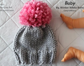 Baby Hat, Baby Winter Hat, Chunky Knit Wool blend Baby hat, Toddler Hat, Child Knit Winter Hat
