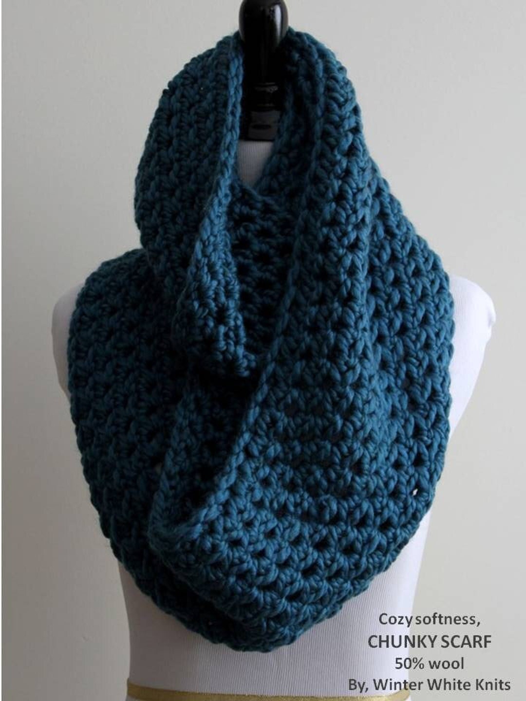 Chunky Infinity Scarf, Chunky Knit Scarf Teal Color, Winter Scarf ...