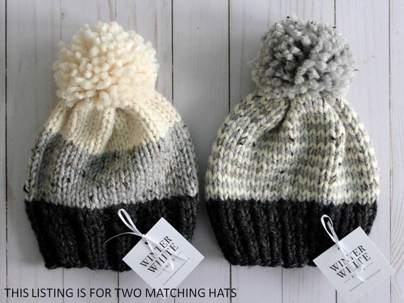 winter baby knit hat with two