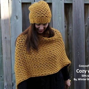 Poncho, Winter Cape Coat, Petite poncho cape, Winter coat, Knit poncho, wool cape, knit cape, Crochet poncho, Chunky knit cape, Wrap sweater