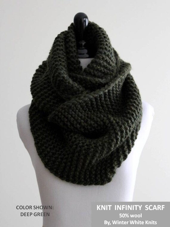 Knit Scarf Winter Scarf Deep Green Knitted Scarf Chunky Knit Infinity Scarf Circle Scarf Hand Knit Cowl Scarf Unisex Knit Scarves Knit Scarf Winter Scarf Deep Green Knitted Scarf Chunky Knit Infinity Scarf Circle Scarf Hand Knit Cowl Scarf Unisex Knit Scarves