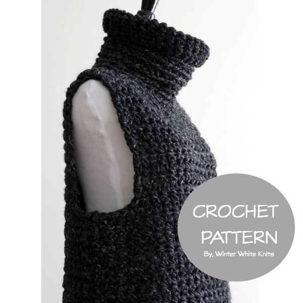 Crochet sweater pattern- cowl vest, PDF Instant Download Crochet Pattern, tutorial, NOT a finished product, make it yourself tutorial, 0042