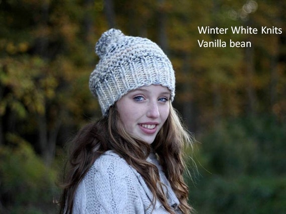 Knit Hat, Chunky Beanie Hat, Hand-knitted Hat, Slouchy Knit  display picture 1