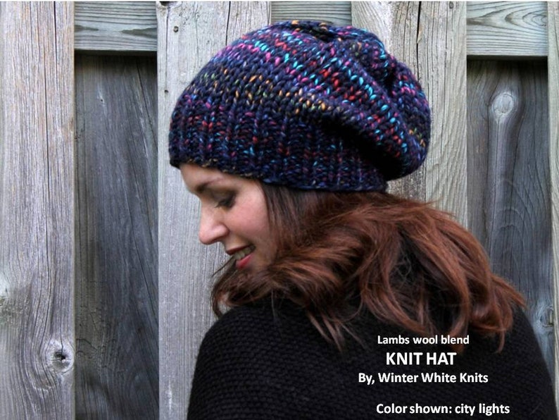 Knit hat, slouchy winter hat, hand-knit hat, unisex hat, lambs wool knitted hat, Knit Slouchy Hat, chunky knit hat, womens/mens hat image 7
