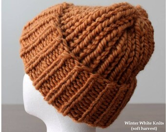 Chunky knit hat, knit beanie, Knit hat, Roll up ribbed hat, chunky knitted hat, fold up beanie hat, unisex hand knit hat, chunky winter hat
