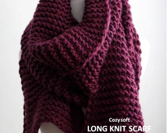 Chunky Knit Scarf, Extra large Scarf, Over-sized Scarf, Winter Scarf, Long knit scarf, Knit big scarf, Chunky long knit scarf, Winter shawl