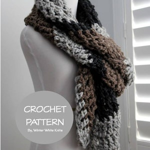 Bias crochet scarf pattern, Crochet symmetrical scarf, Beginner crochet scarf pattern, Easy crochet wrap pattern, 2 sizes included, ENGLISH