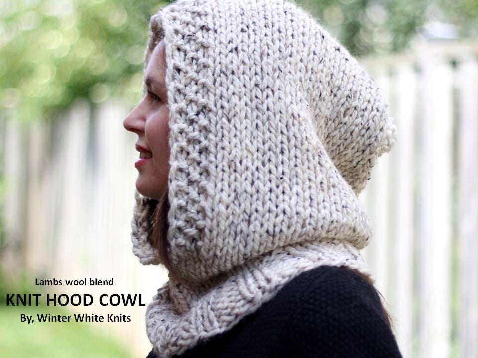 Handknit Hood Cowl With Winter Hood Wool Hood Wool Hood Etsy