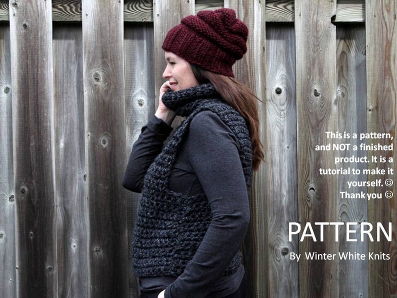 Puede incluir: Un patr&oacute;n de crochet para un cuello y un gorro. El patr&oacute;n est&aacute; escrito en ingl&eacute;s e incluye instrucciones para hacer tanto el cuello como el gorro. El patr&oacute;n est&aacute; disponible para comprar en Etsy.