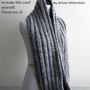 Beginner knitting Pattern, Hand-knit scarf pattern, knit scarf pattern, Scarf Knitting Pattern, Chunky knit infinity scarf, PDF Download image 3