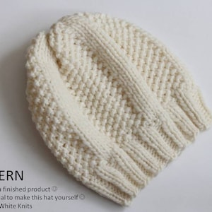 Slouchy knit hat pattern, Chunky knit beanie, Textured knit hat, PDF Instant Knitting Pattern, Easy knitting pattern, Hand-knit hat, ENGLISH