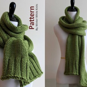 Knitting pattern- long knit scarf, PDF Instant Download Knitting Pattern, winter scarf pattern, Hand-knit scarf pattern