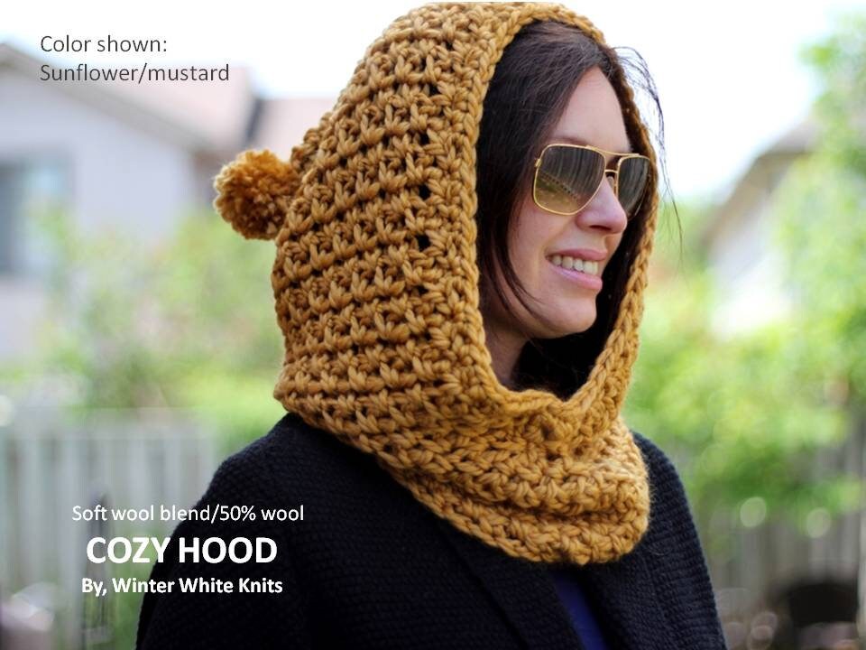 hood／chunky knit DIGITAL Download, Knit Hood, Knit Hood Pattern, Knit Cowl