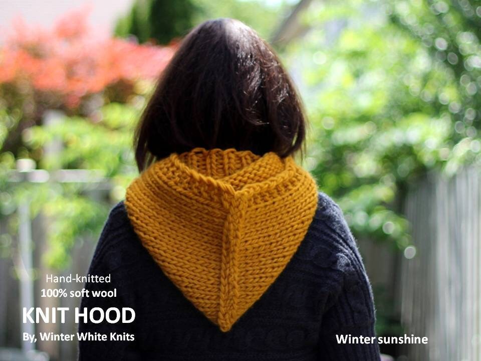 hood／chunky knit Chunky Knitted Hood, Knit Hood, Winter Hood, Knit Cowl Hood