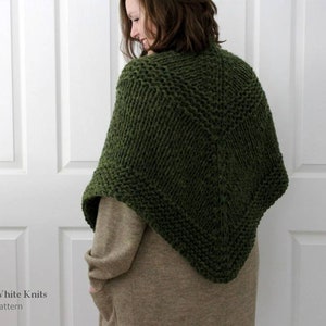 Shawl Knitting Pattern, Knit Triangle wrap, Winter White Knits, Chunky knit scarf pattern, Textured knit Shawl Pattern, ENGLISH ONLY