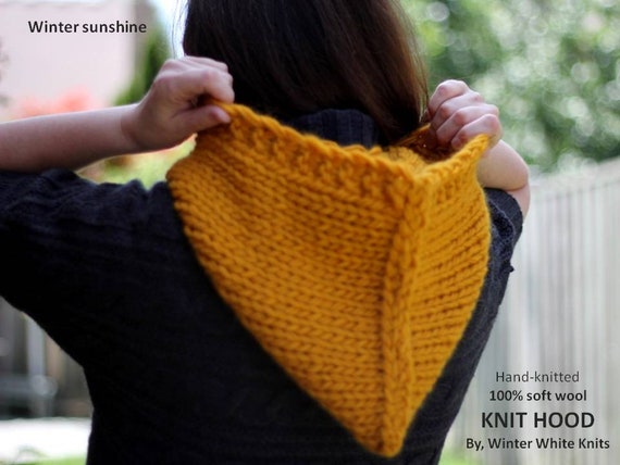 hood／chunky knit Chunky Knit Hood, Wool Knit Hood, Hand-knit Hood, Winter