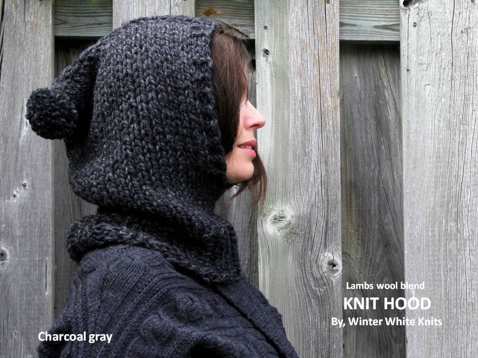 hood／chunky knit Chunky Knit Hood, Wool Knit Hood, Hand-knit Hood, Winter