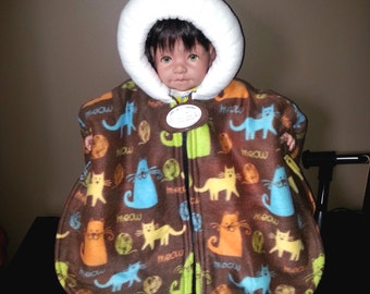 Infant Car Seat Poncho (Meow Kitties) - Size Medium