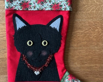 Bombay/Black cat Christmas stocking