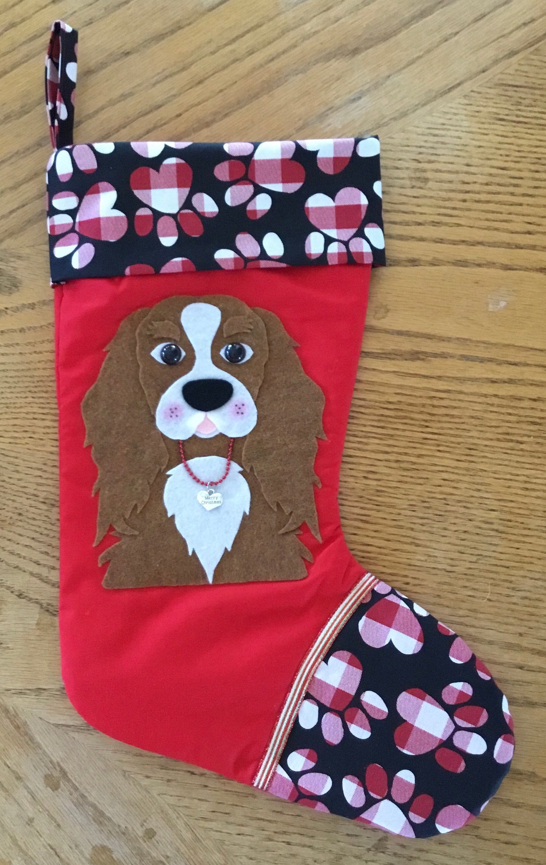 Chestnut and White Cavalier King Charles Spaniel Christmas Stocking Etsy