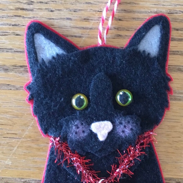 Bombay/Black cat Christmas ornament