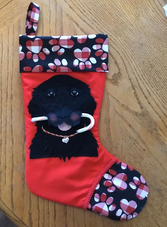 Big Black Dog Christmas Stocking Etsy