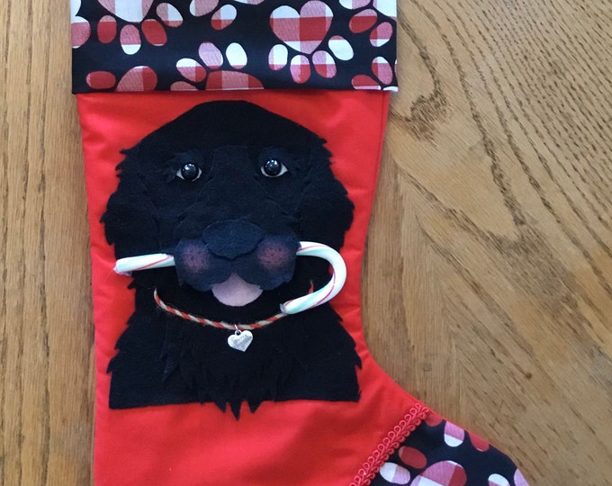 Big Black Dog Christmas Stocking Etsy